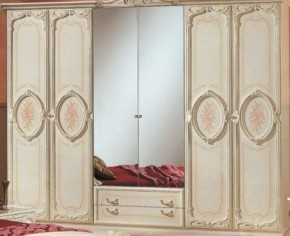 Шкаф 6-и дверный с зеркалами (01.146) Роза (беж) в Урае - uray.mebel-74.com | фото