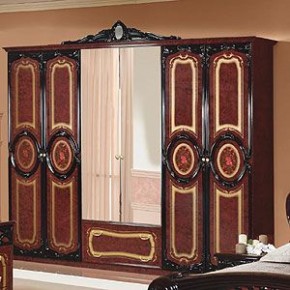 Шкаф 6-и дверный с зеркалами (01.146) Роза (могано) в Урае - uray.mebel-74.com | фото