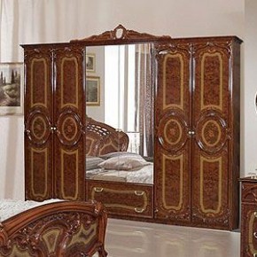 Шкаф 6-и дверный с зеркалами (01.146) Роза (орех) в Урае - uray.mebel-74.com | фото