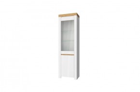 Шкаф с витриной  1V1D, TAURUS, цвет белый/дуб вотан в Урае - uray.mebel-74.com | фото