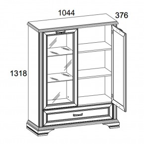 Шкаф с витриной 1V1D1SL, MONAKO, цвет Сосна винтаж/дуб анкона в Урае - uray.mebel-74.com | фото