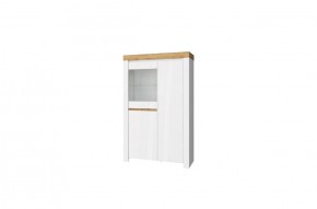 Шкаф с витриной 1V2D, TAURUS, цвет белый/дуб вотан в Урае - uray.mebel-74.com | фото
