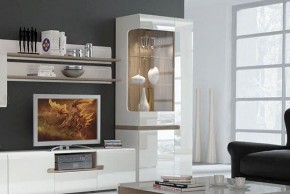 Шкаф с витриной 3D/TYP 01L, LINATE ,цвет белый/сонома трюфель в Урае - uray.mebel-74.com | фото