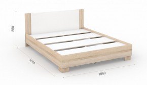 Спальня Аврора Кровать 160 со встроенным основанием под матрас Дуб сонома/Белый в Урае - uray.mebel-74.com | фото
