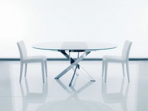 Стол BARONE (01.92) G093 хром/С150 э-бел. гл. стекло, L021алюм.вставка в Урае - uray.mebel-74.com | фото