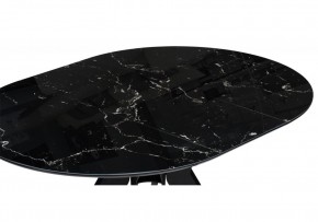 Стол стеклянный Рикла 110(150)х110х76 черный мрамор / черный в Урае - uray.mebel-74.com | фото